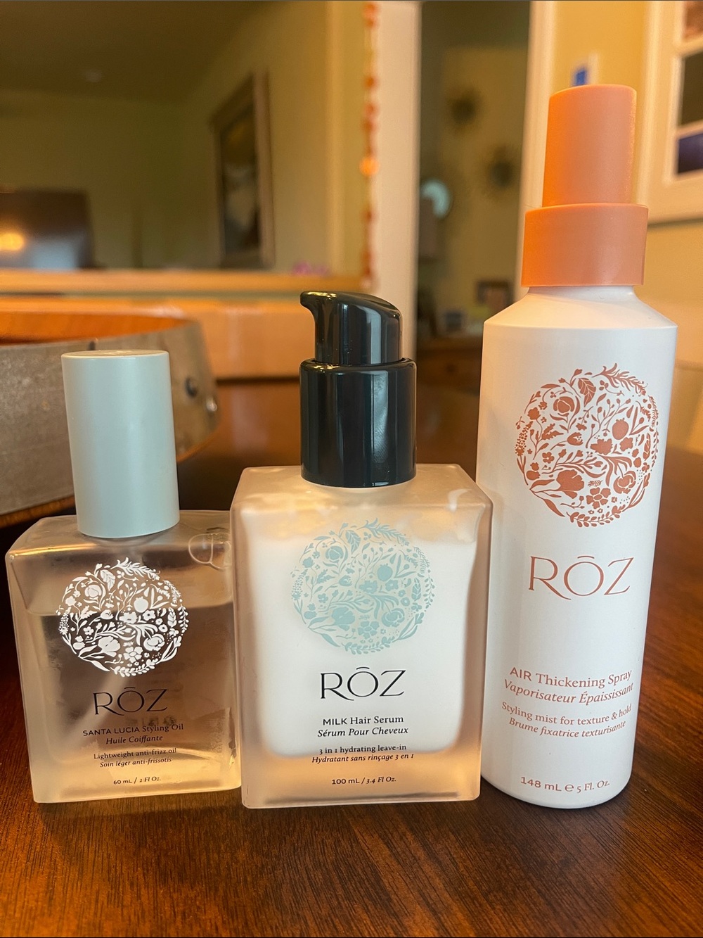 ROZ Hair — Saint Lucia styling oil, Milk Hair Serum + Air Thickening Spray